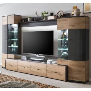 Falcon Entertainment Unit In Artisan Oak With LED Lights