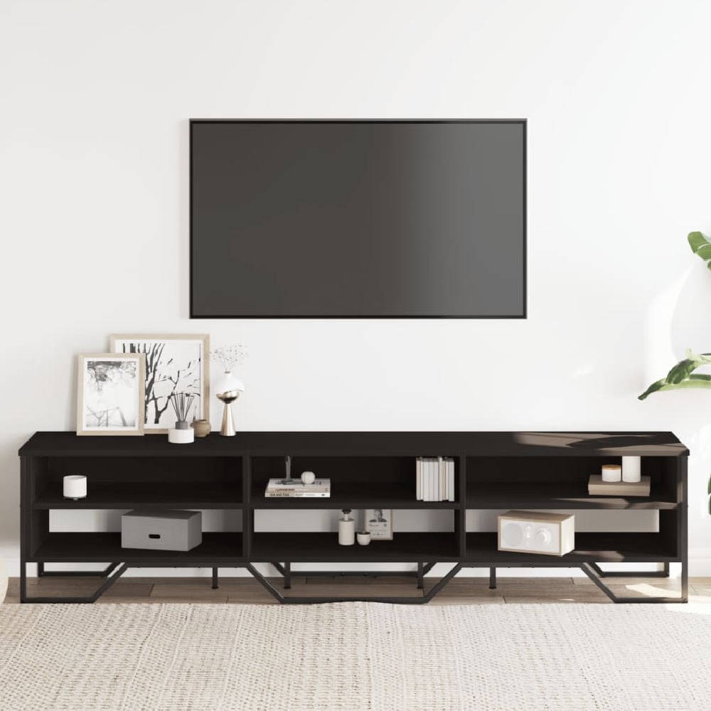 Fargo Wooden TV Stand With 6 Shelves In Black