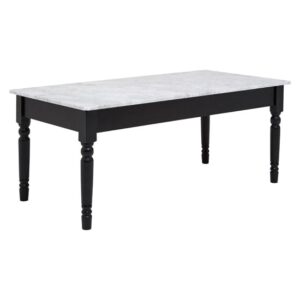 Henova White Marble Coffee Table With Black Wooden Frame