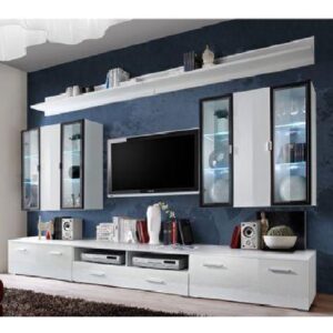 Ipswich High Gloss Entertainment Unit In White And Black With LED