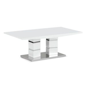 Jasna High Gloss Coffee Table With Steel Coated Base In White