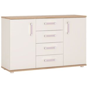 Kroft Wooden Sideboard With 2 Doors 4 Drawers In White Gloss Oak