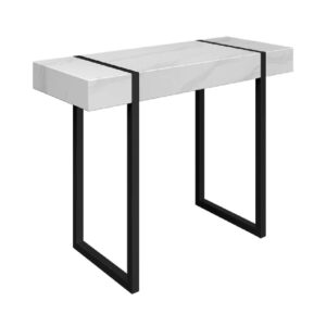 Magna Wooden Console Table In White Marble Effect