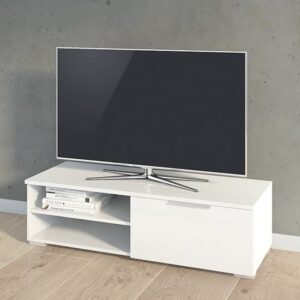 Matcher High Gloss TV Stand With 1 Door 2 Shelves In White