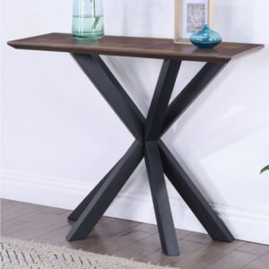 Narva Parquet Top Mindi Wood Console Table In Walnut