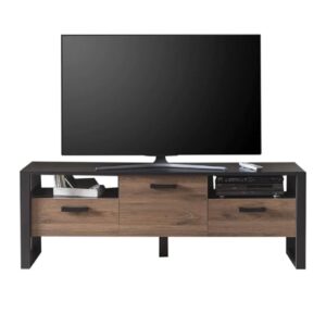 North Wooden TV Stand With 2 Doors In Okapi Walnut