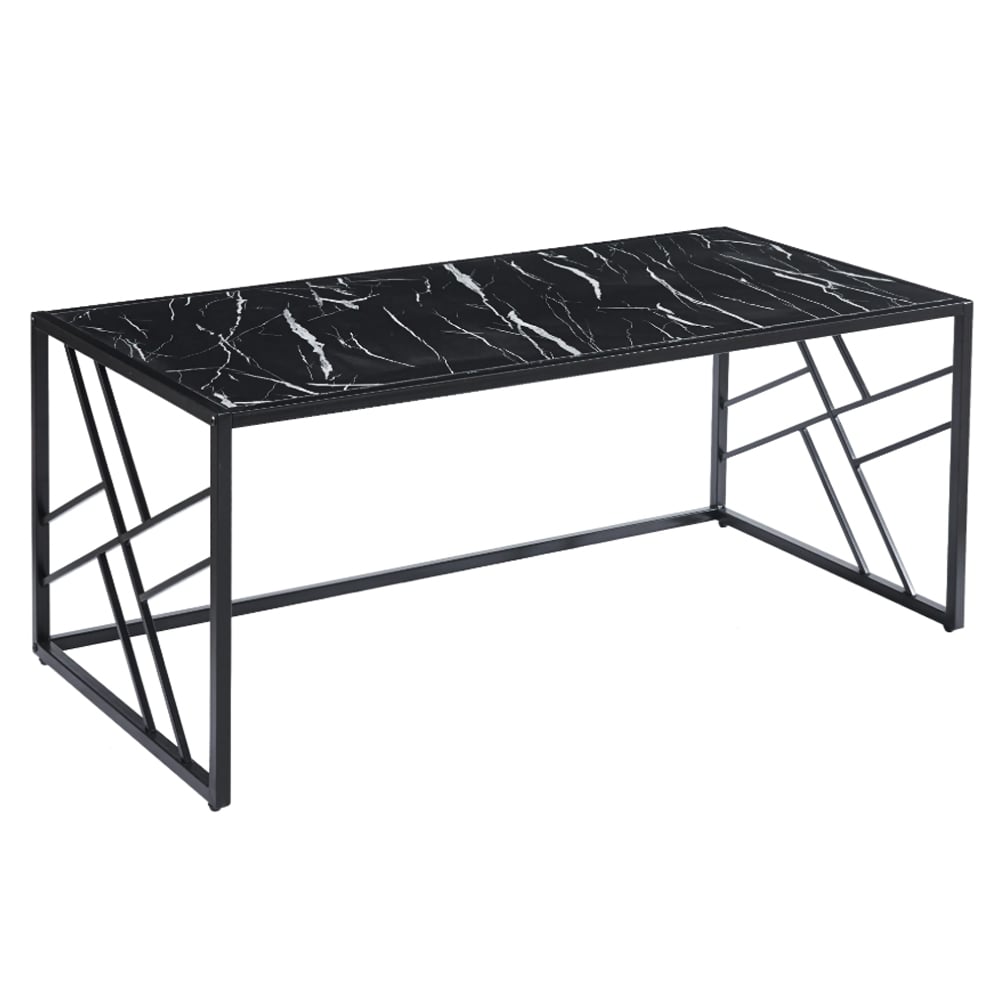 Ovid Gloss Black Marble Effect Coffee Table With Black Frame