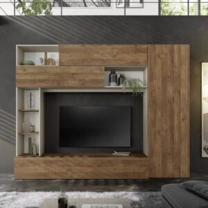 Pandora Wooden Entertainment Unit In Cashmere And Mercure Oak