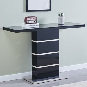 Parini High Gloss Console Table In Black With Glass Top