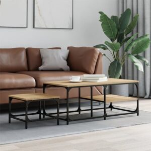 Rivas Set Of 2 Wooden Coffee Tables In Sonoma Oak