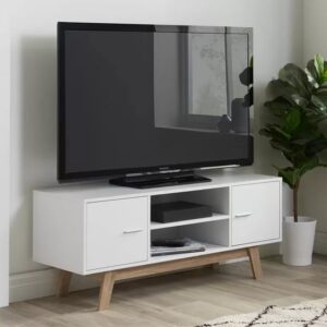 Salina Wooden TV Stand With 2 Doors In White