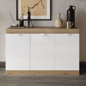 Slave High Gloss Sideboard With 3 Doors In White And Cadiz