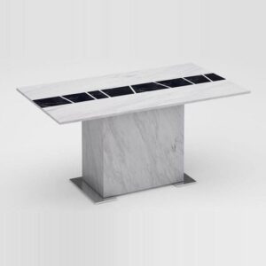 Sonati Marble Effect Console Table In White With Steel Base