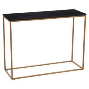 Viano Rectangular Black Marble Console Table With Gold Base