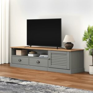 Vidor Wooden TV Stand With 1 Door 2 Drawers In Grey Brown