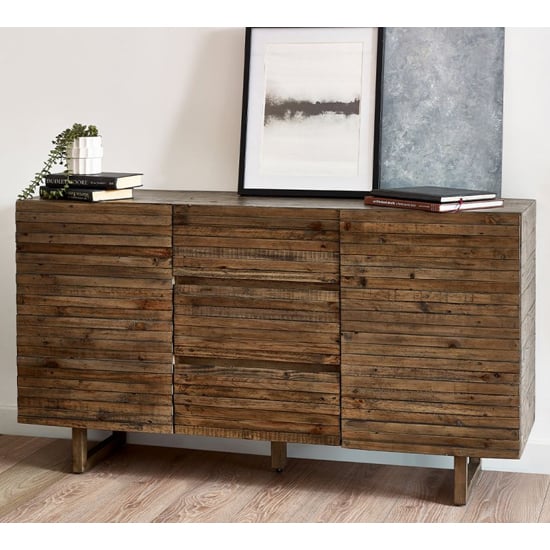 Warsaw Reclaimed Pine Wood Sideboard With 2 Doors 3 Drawers