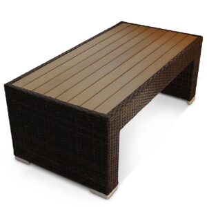 Arlo Wooden Top Coffee Table With Rattan Base