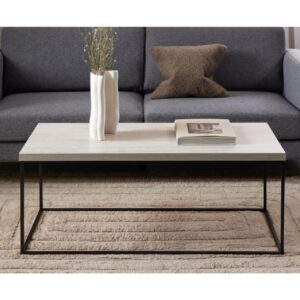 Bellmore Wooden Rectangular Coffee Table In Travertine