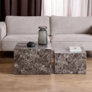 Delft Wooden Nesting Coffee Tables In Light Brown