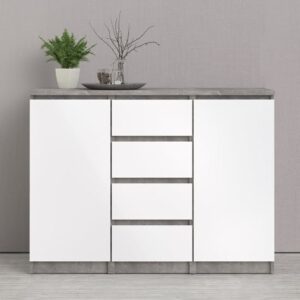 Nakou High Gloss Sideboard With 2 Doors 4 Drawers In White Oak