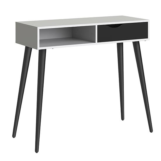 Oklo Wooden Console Table With 1 Drawer In White And Matt Black